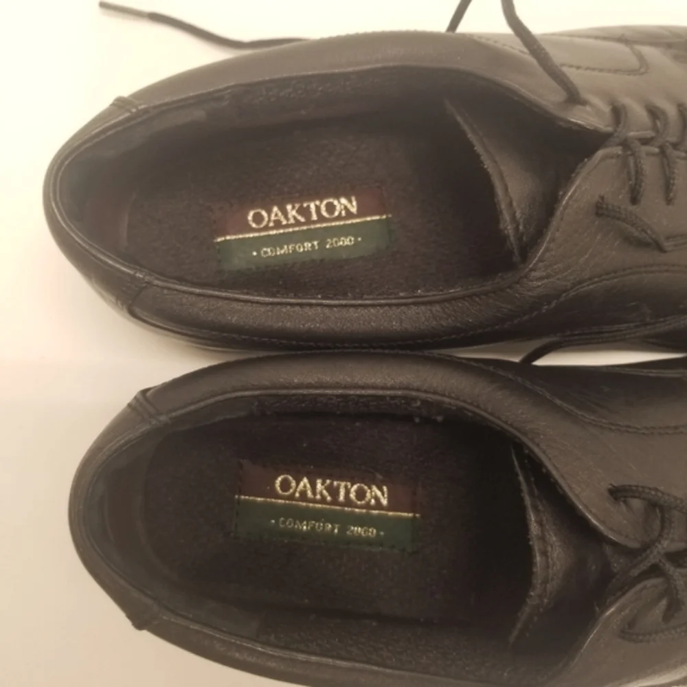 Oakton Comfort 2000 Mens Size 10.5D Vintage Classic Black Leather Oxford Lace Up